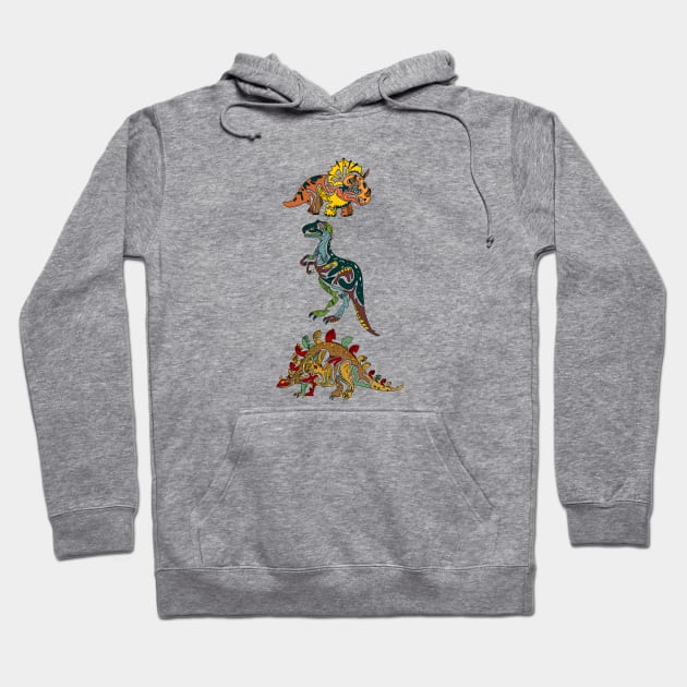 tribal dinosaurs Hoodie by Mitalim